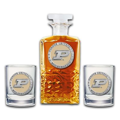 Purdue University Boilermakers - Heritage Decanter with 2 Old Fashioned Glasses