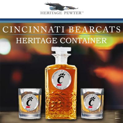 Cincinnati Bearcats - Heritage Decanter with 2 Old Fashioned Glasses