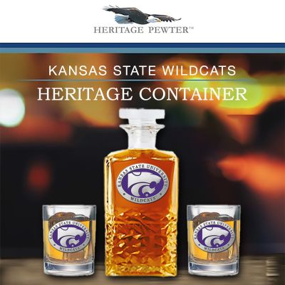 Kansas State Wildcats - Heritage Decanter with 2 Double Old Fashioned Glasses in Chest