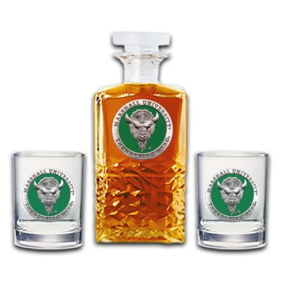 Marshall Thundering Herd - Heritage Decanter with 2 Old Fashioned Glasses