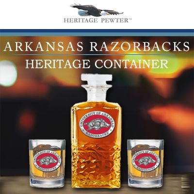 Arkansas Razorbacks - Heritage Decanter with 2 Old Fashioned Glasses