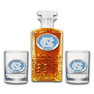 North Carolina Tarheels - Heritage Decanter with 2 Old Fashioned Glasses