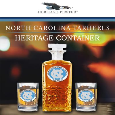 North Carolina Tarheels - Heritage Decanter with 2 Old Fashioned Glasses