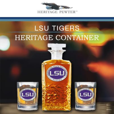 LSU Tigers - Heritage Decanter with 2 Double Old Fashioned Glasses in Chest