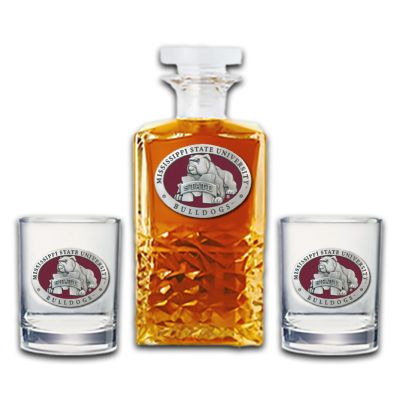 Mississippi State University Bulldogs- Heritage Decanter with 2 Old Fashioned Glasses