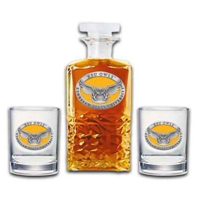 Kennesaw State Owls - Heritage Decanter with 2 Old Fashioned Glasses