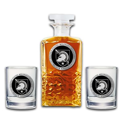 US Military Academy  - Heritage Decanter with 2 Old Fashioned Glasses