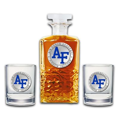 US Air Force Academy  - Heritage Decanter with 2 Old Fashioned Glasses