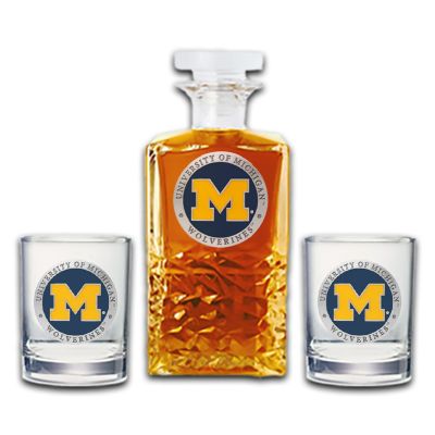 University of Michigan Wolverines - Heritage Decanter with 2 Old Fashioned Glasses