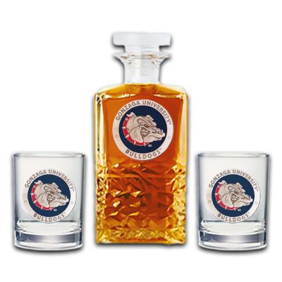 Gonzaga University Bulldogs - Heritage Decanter with 2 Old Fashioned Glasses