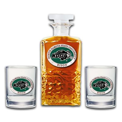 North Dakota State Bison - Heritage Decanter with 2 Old Fashioned Glasses