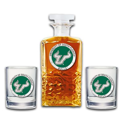 University of South Florida Bulls  - Heritage Decanter with 2 Old Fashioned Glasses