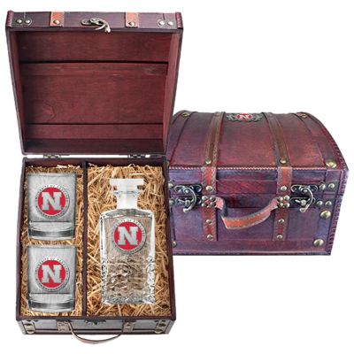 University of Nebraska Cornhuskers - Heritage Decanter with 2 Double Old Fashioned Glasses in Chest