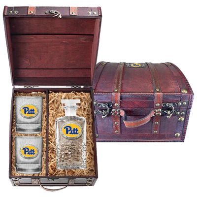 University of Pittsburgh Panthers - Heritage Decanter with 2 Double Old Fashioned Glasses in Chest