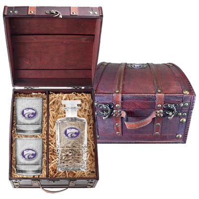 Kansas State Wildcats - Heritage Decanter with 2 Double Old Fashioned Glasses in Chest