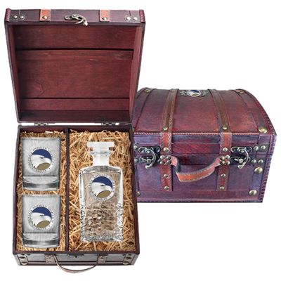 Georgia Southern University Eagles - Heritage Decanter with 2 Double Old Fashioned Glasses in Chest