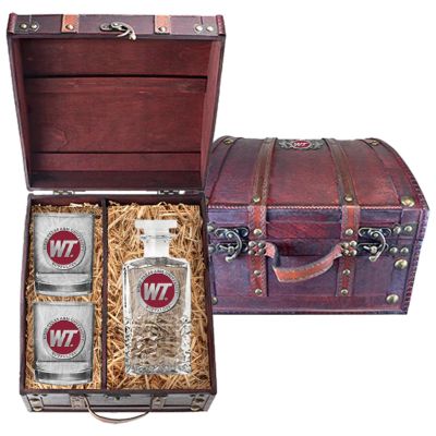West Texas A&M University Buffaloes - Heritage Decanter with 2 Double Old Fashioned Glasses in Chest
