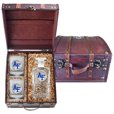 US Air Force Academy - Heritage Decanter with 2 Double Old Fashioned Glasses in Chest