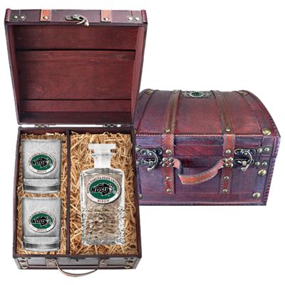 North Dakota State Bison - Heritage Decanter with 2 Double Old Fashioned Glasses in Chest