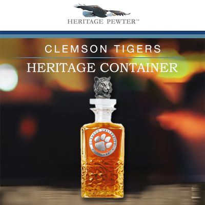 Clemson University Tigers Heritage Decanter with 3D Topper