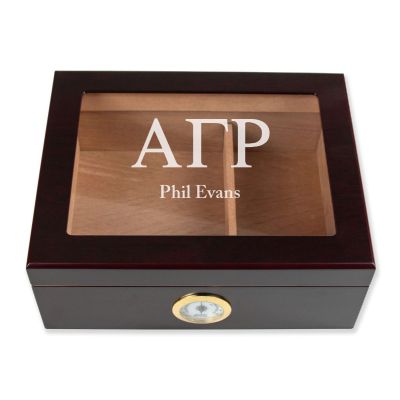 Engraved Alpha Gamma Rho - Personalized Cigar Humidor