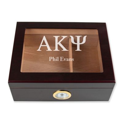 Personalized Cigar Humidor - Engraved Alpha Kappa Psi