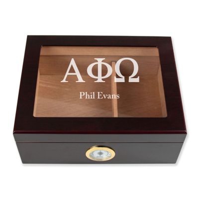 Personalized Cigar Humidor - Engraved Alpha Phi Omega