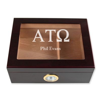 Personalized Cigar Humidor - Engraved Alpha Tau Omega