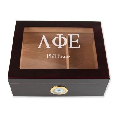 Personalized Cigar Humidor - Engraved Lambda Phi Epsilon