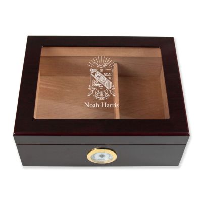 Personalized Cigar Humidor - Engraved Phi Beta Sigma Coat of Arms