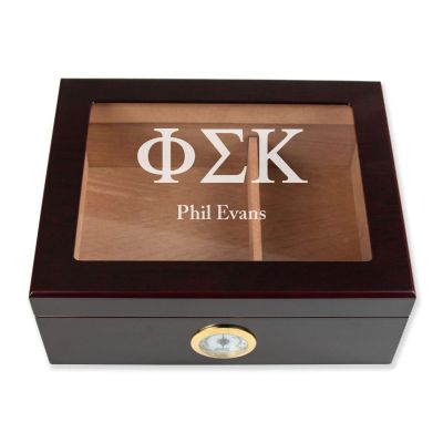 Personalized Cigar Humidor - Engraved Phi Sigma Kappa