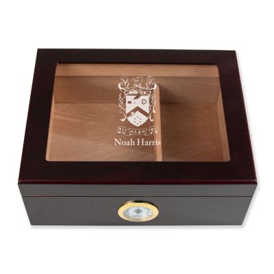 Personalized Cigar Humidor - Engraved Pi Alpha Phi Coat of Arms