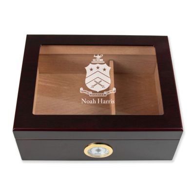 Personalized Cigar Humidor - Engraved Pi Kappa Phi Coat of Arms