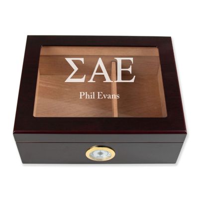 Personalized Cigar Humidor - Engraved Sigma Alpha Epsilon