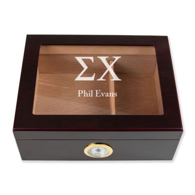 Personalized Cigar Humidor - Engraved Sigma Chi