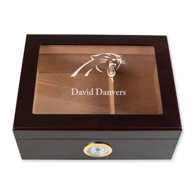 Personalized Cigar Humidor - Carolina Panthers Football Sports Team Logo Design