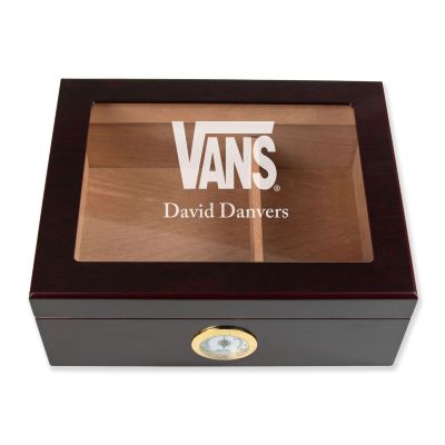 Personalized Cigar Humidor - Engraved Vans Logo Design