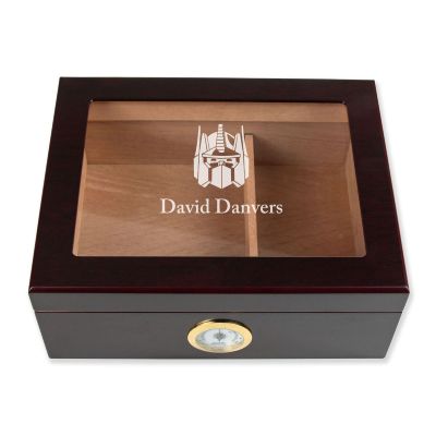 Personalized Cigar Humidor - Engraved Optimus Prime Logo Design - Man Cave Gift Ideas - Gifts For Him