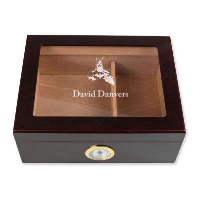 Personalized Cigar Humidor - Engraved Batman Cape Logo Design - Man Cave Gift Ideas - Gifts For Him