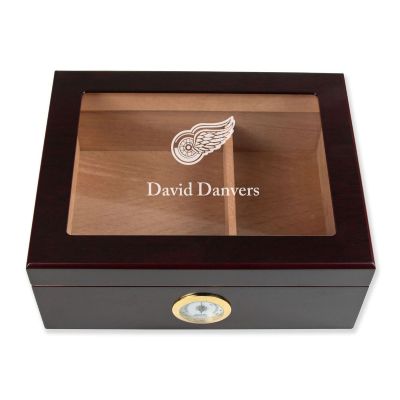 Personalized Cigar Humidor - Detroit Red Wings Hockey Sports Team Logo Design