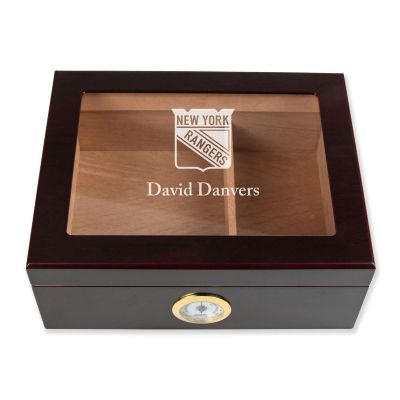 Personalized Cigar Humidor - New York Rangers Hockey Sports Team Logo Design