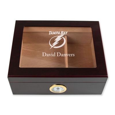 Personalized Cigar Humidor - Tampa Bay Thunder Hockey Sports Team Logo Design