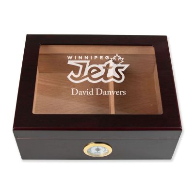 Personalized Cigar Humidor - Winnipeg Jets Hockey Sports Team Logo Design