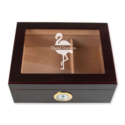 Personalized Cigar Humidor - Flamingo - Man Cave Gift Ideas - Gifts For Him