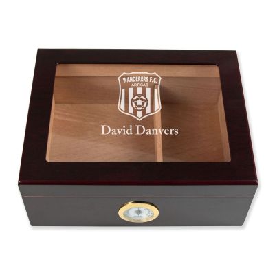 Personalized Cigar Humidor - Engraved Wanderers Football Club Soccer Team Logo Design