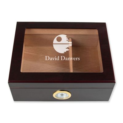 Personalized Cigar Humidor - Death Star Logo Design - Man Cave Gift Ideas - Gifts For Him