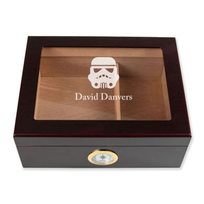 Personalized Cigar Humidor - Storm Trooper Logo Design - Man Cave Gift Ideas - Gifts For Him
