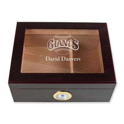 Personalized Cigar Humidor - Engraved Giants Baseball Team Logo Design