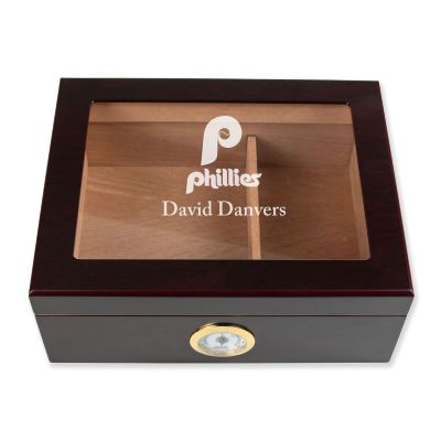 Personalized Cigar Humidor - Engraved Philadelphia Phillies Baseball Team Logo Design