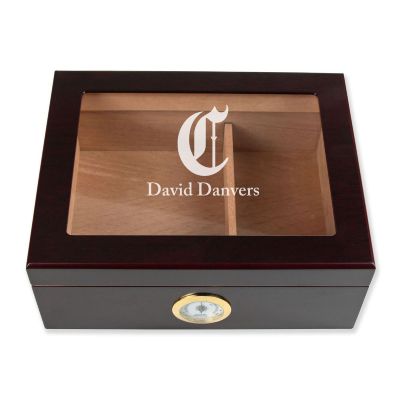 Personalized Cigar Humidor - Engraved Cincinnati Reds Vintage C Baseball Team Logo Design